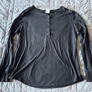Stars Above L Black Long Sleeved Henley PJ Shirt